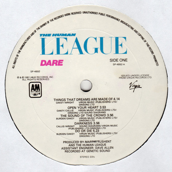 The Human League : Dare (LP, Album, Mon)