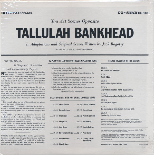 Tallulah Bankhead : The Record Acting Game (LP, Album)