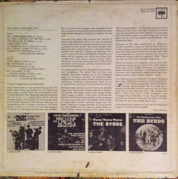 The Byrds : The Byrds' Greatest Hits (LP, Comp, Pit)