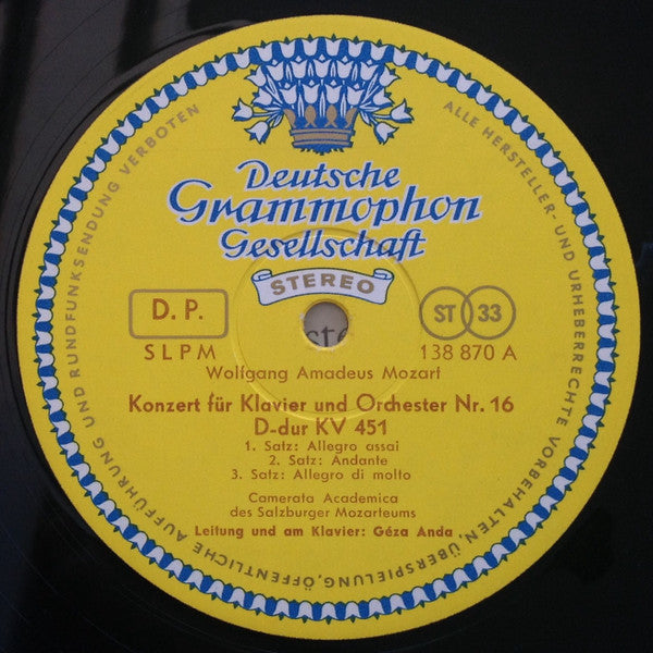 Mozart* - Camerata Academica des Salzburger Mozarteums* , Solist Und Dirigent: Géza Anda : Klavierkonzerte D-Dur KV 451 • A Dur KV 488 = Piano Concertos In D Major And A Major (LP, Red)