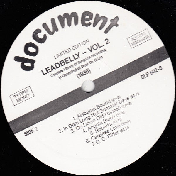 Leadbelly : Vol. 2 1935 (Complete Library Of Congress Recordings In Chronological Order On 12 LPs) (LP, Comp, Mono, Ltd, RM)