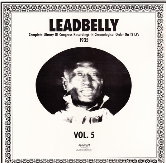 Leadbelly : Vol. 5 1935 (Complete Library Of Congress Recordings In Chronological Order On 12 LPs) (LP, Comp, Mono, Ltd, RM)