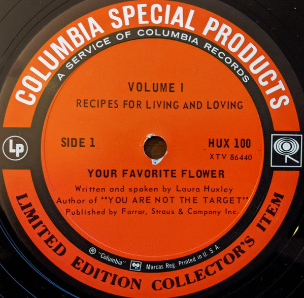 Laura Huxley : Recipes For Living And Loving Volume I (LP, Album)