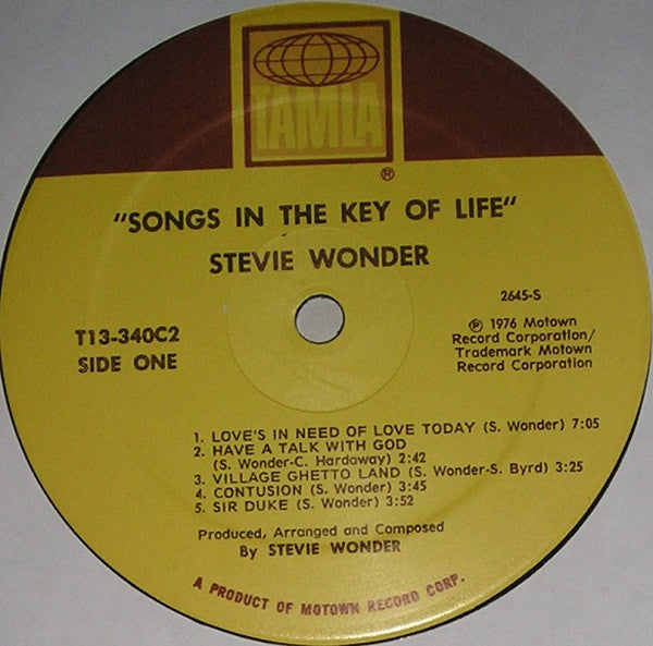 Stevie Wonder : Songs In The Key Of Life (2xLP, Album, Sup + 7", EP, Sup + Gat)