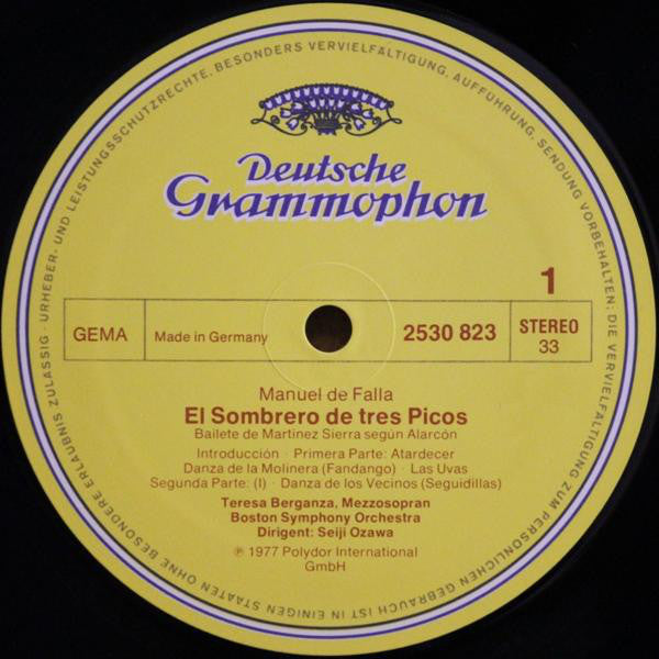 Manuel De Falla, Teresa Berganza ·  Boston Symphony Orchestra, Seiji Ozawa : Der Dreispitz = The Three-Cornered Hat (LP, Album)