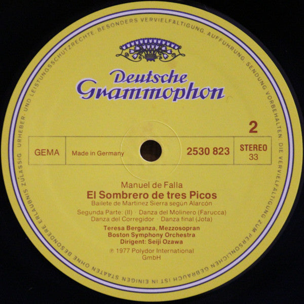 Manuel De Falla, Teresa Berganza ·  Boston Symphony Orchestra, Seiji Ozawa : Der Dreispitz = The Three-Cornered Hat (LP, Album)