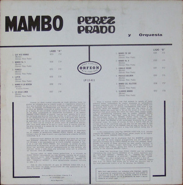 Perez Prado : Mambo (LP, Album)