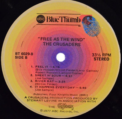 The Crusaders : Free As The Wind (LP, Album, Kee)