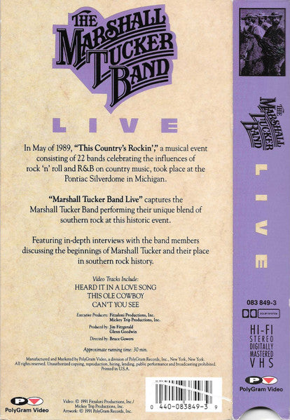 The Marshall Tucker Band : Live (VHS, NTSC)
