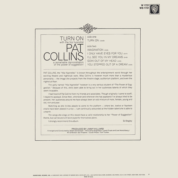 Miss Pat Collins: The Hip Hypnotist* : Turn On! The Power Of The Mind (LP, Album)