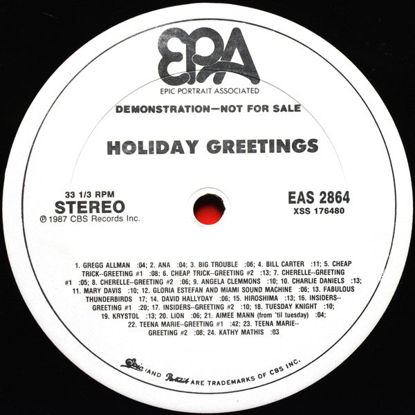 Various : Holiday Greetings From The Epic, Portrait And CBS Associated Families (12", Promo)