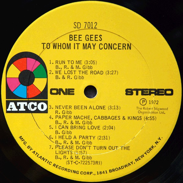 Bee Gees : To Whom It May Concern (LP, Album, RI )
