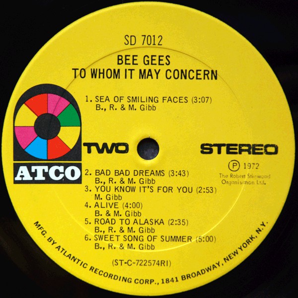 Bee Gees : To Whom It May Concern (LP, Album, RI )