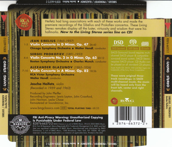 Heifetz* / Sibelius*, Prokofiev*, Glazunov* : Heifetz Concertos (SACD, Hybrid, Comp)