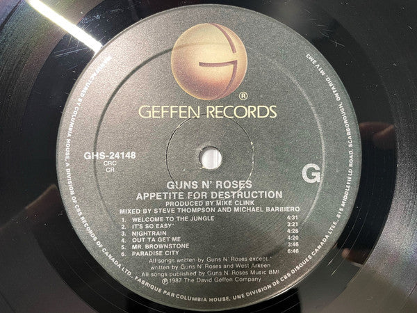 Guns N' Roses : Appetite For Destruction (LP, Album, Club)