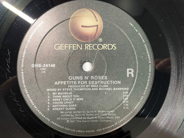 Guns N' Roses : Appetite For Destruction (LP, Album, Club)