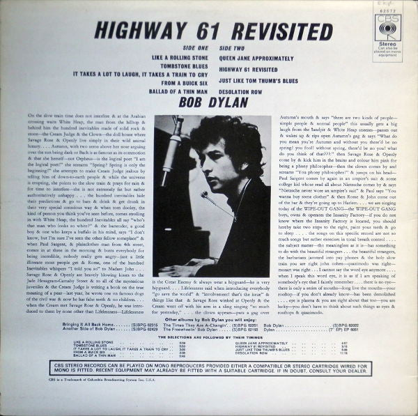 Bob Dylan : Highway 61 Revisited (LP, Album, RE)