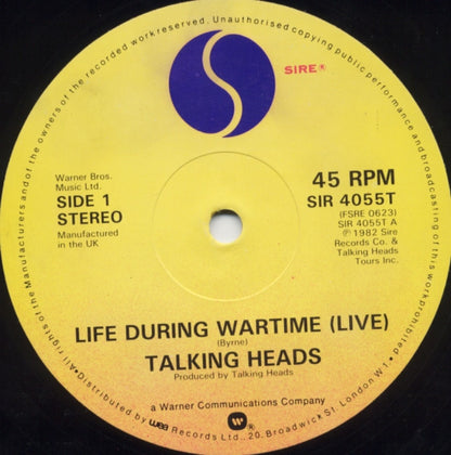 Talking Heads : Life During Wartime (Live) (12", Single, Ltd)