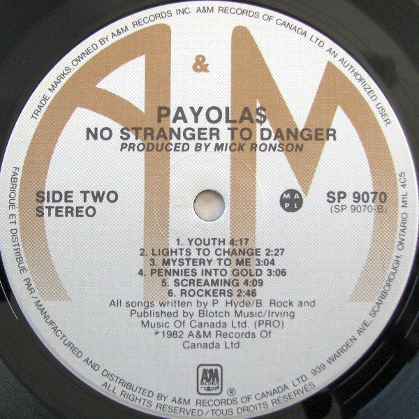 Payola$ : No Stranger To Danger (LP, Album)