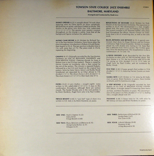 Towson State College Jazz Ensemble*, Henry J. (Hank) Levy* : Towson State College Jazz Ensemble (2xLP)