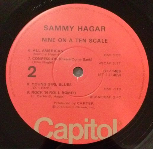 Sammy Hagar : Nine On A Ten Scale (LP, Album, Win)