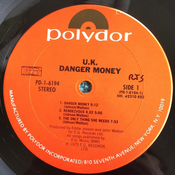 UK (3) : Danger Money (LP, Album, Pit)