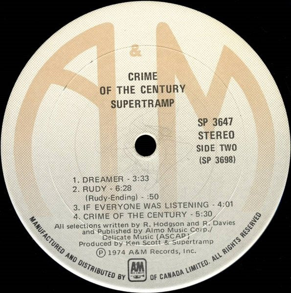 Supertramp : Crime Of The Century (LP, Album, RE)