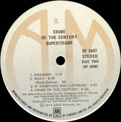 Supertramp : Crime Of The Century (LP, Album, RE)