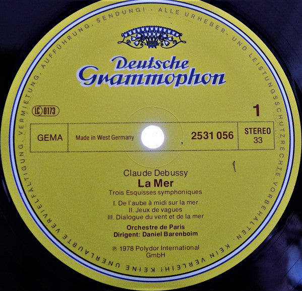 Claude Debussy, Orchestre De Paris • Daniel Barenboim : La Mer / Nocturnes (LP)