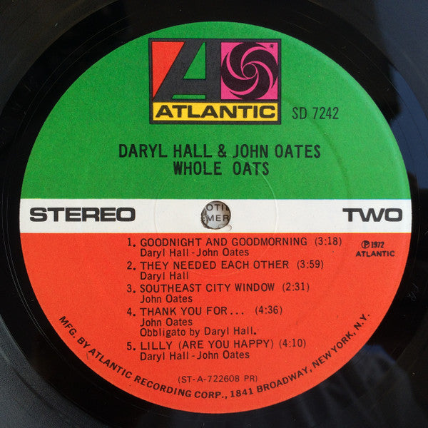 Daryl Hall & John Oates : Whole Oats (LP, Album, PR )