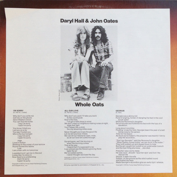 Daryl Hall & John Oates : Whole Oats (LP, Album, PR )