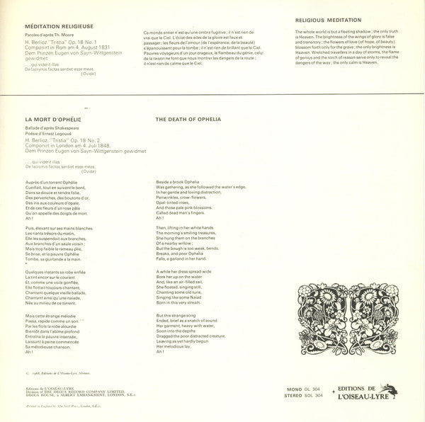 Berlioz* / Anne Pashley, St. Anthony Singers, English Chamber Orchestra, Colin Davis* : Berlioz: La Mort De Cléopâtre/Three Choruses (LP, Album)