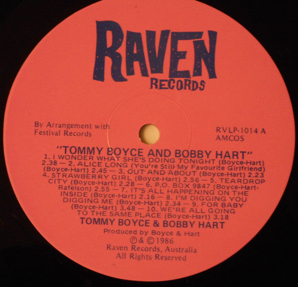 Tommy Boyce & Bobby Hart* : Tommy Boyce & Bobby Hart (I Wonder What She's Doing Tonight And 19 Other Original Classic Tracks, 1967-1969) (LP, Comp)