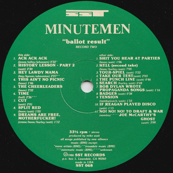 Minutemen : Ballot Result (2xLP, Album)