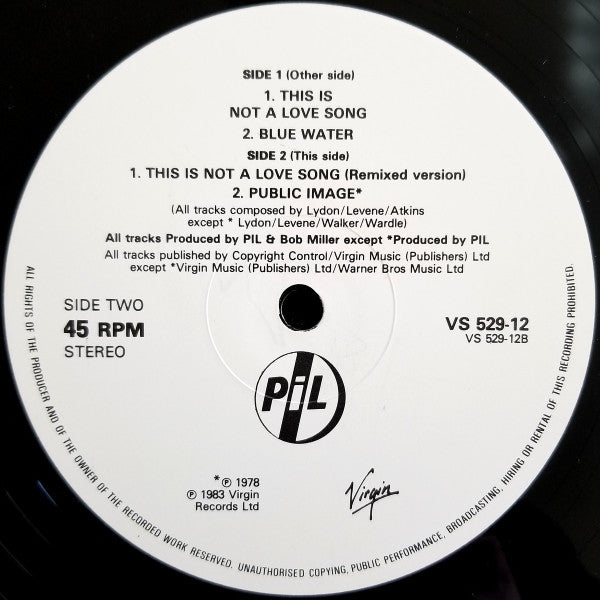 PiL* : This Is Not A Love Song (12", Single)