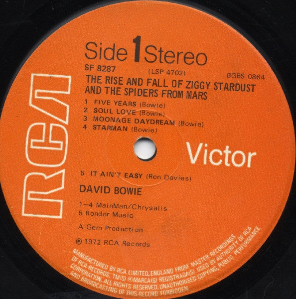 David Bowie : The Rise And Fall Of Ziggy Stardust And The Spiders From Mars (LP, Album, RE, 'St)