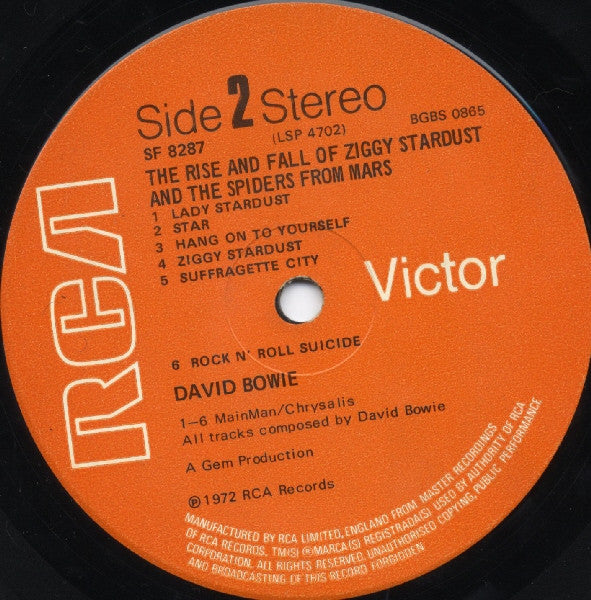 David Bowie : The Rise And Fall Of Ziggy Stardust And The Spiders From Mars (LP, Album, RE, 'St)