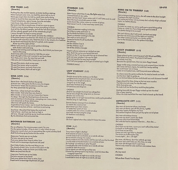 David Bowie : The Rise And Fall Of Ziggy Stardust And The Spiders From Mars (LP, Album, RE, 'St)