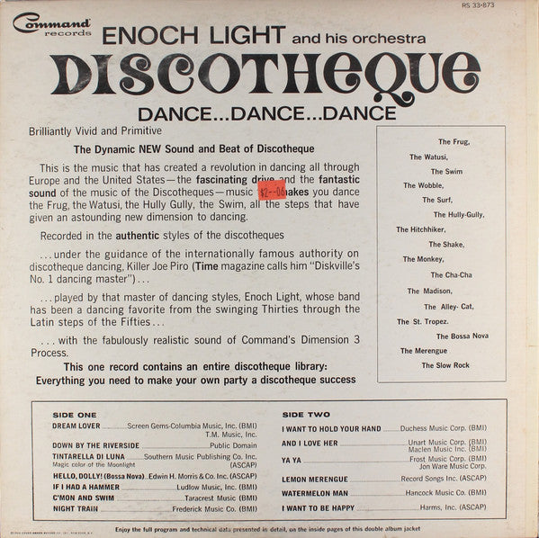Enoch Light And His Orchestra : Discotheque: Dance Dance Dance (LP, Album, Mono)
