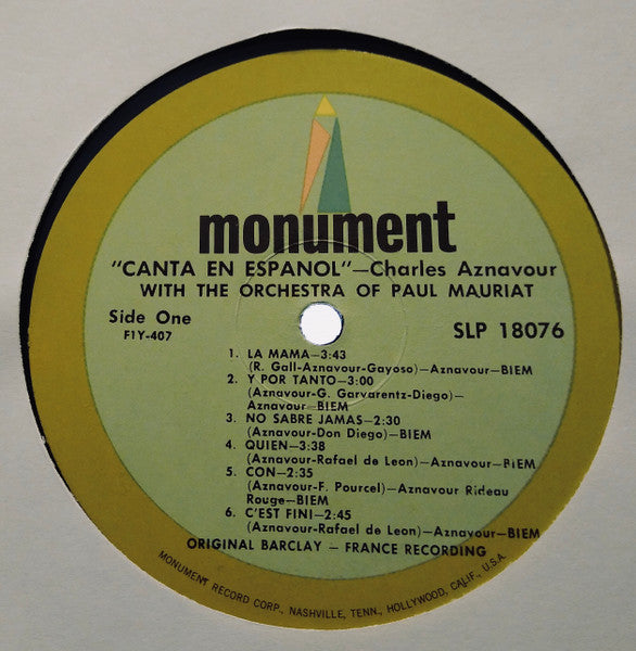 Charles Aznavour : Canta En Español (LP)