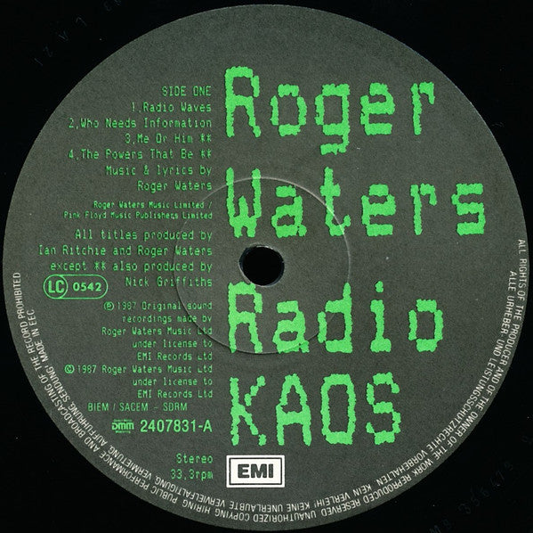 Roger Waters : Radio K.A.O.S. (LP, Album)