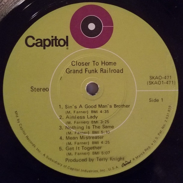 Grand Funk Railroad : Closer To Home (LP, Album, Scr)