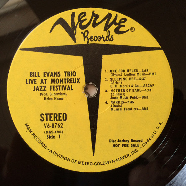 Bill Evans : At The Montreux Jazz Festival (LP, Album, Promo, Yel)
