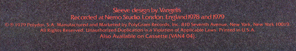 Vangelis : Opera Sauvage (LP, Album, RE, 53 )