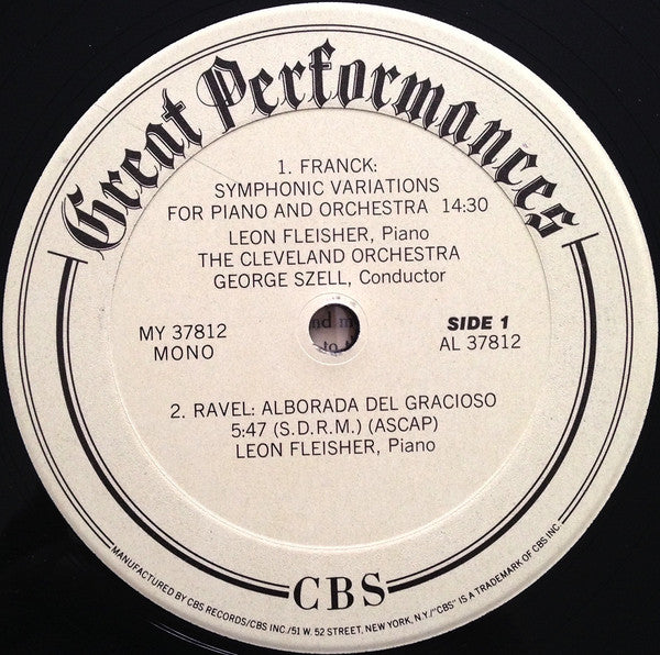 Franck* / Ravel* / Rachmaninoff* / Fleisher*, Szell*, Cleveland Orchestra* : Franck: Symphonic Variations / Rachmaninoff: Rhapsody On Paganini (LP, Album, Comp, Mono, RM)
