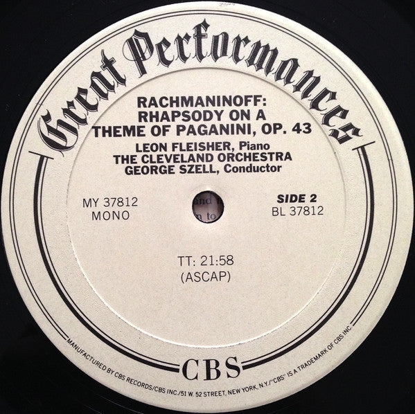 Franck* / Ravel* / Rachmaninoff* / Fleisher*, Szell*, Cleveland Orchestra* : Franck: Symphonic Variations / Rachmaninoff: Rhapsody On Paganini (LP, Album, Comp, Mono, RM)