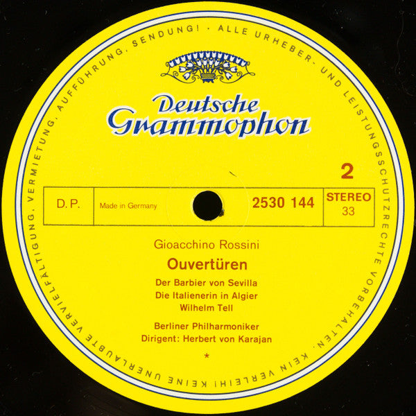Gioacchino Rossini : Berliner Philharmoniker - Herbert Von Karajan : Ouvertüren (LP, RP)