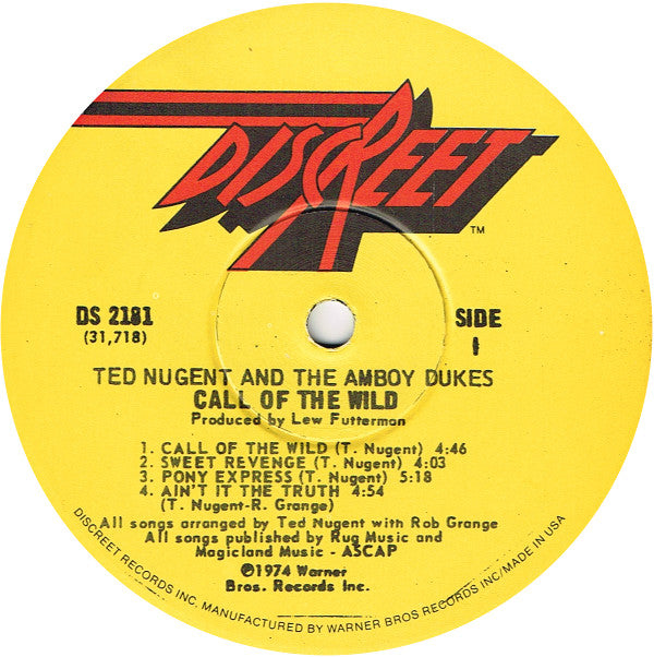 Ted Nugent & The Amboy Dukes : Call Of The Wild (LP, Album, Win)