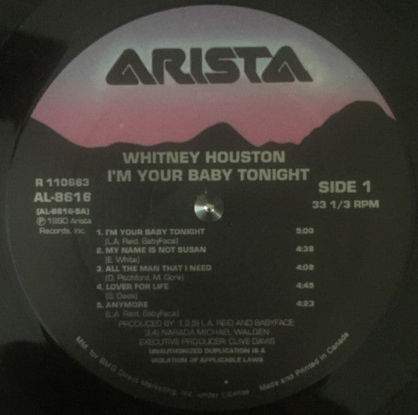 Whitney Houston : I'm Your Baby Tonight (LP, Album, Club, BMG)