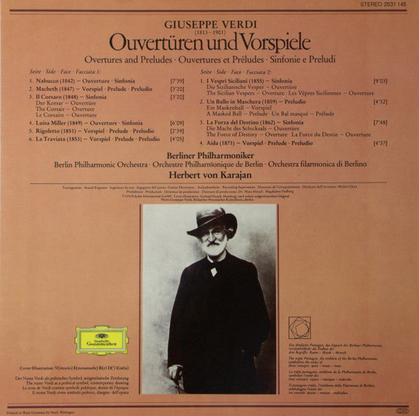 Verdi* - Herbert Von Karajan - Orchestre Philharmonique De Berlin* : Verdi - Ouvertüren (LP, Album)